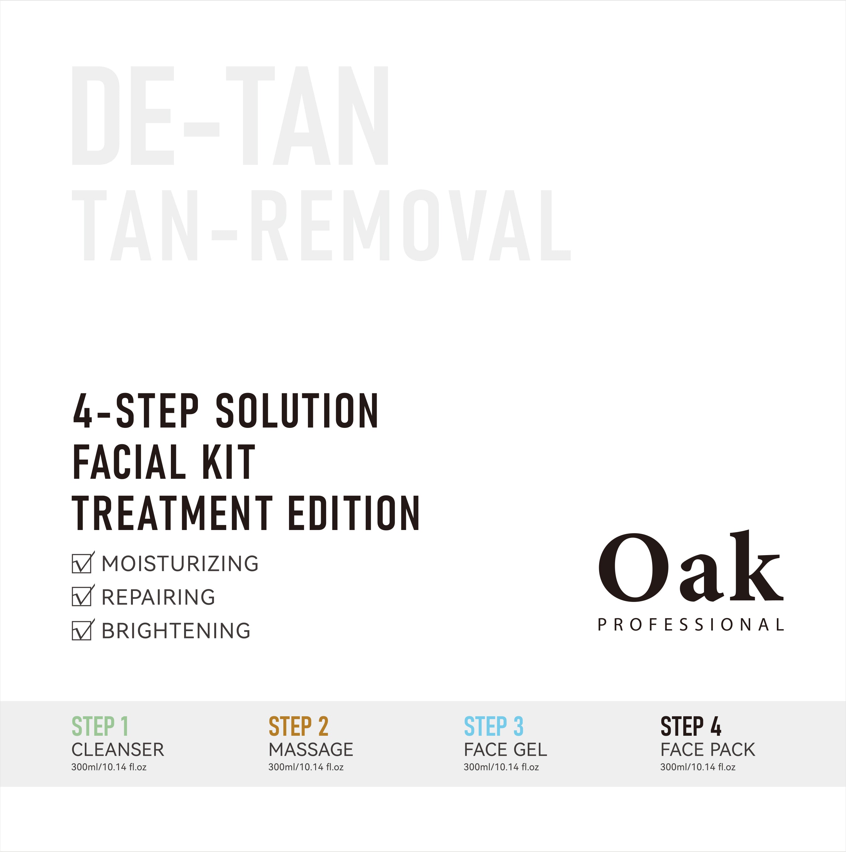 Oak Professional 4-step tan-removal facial kit treatment edition on a white background