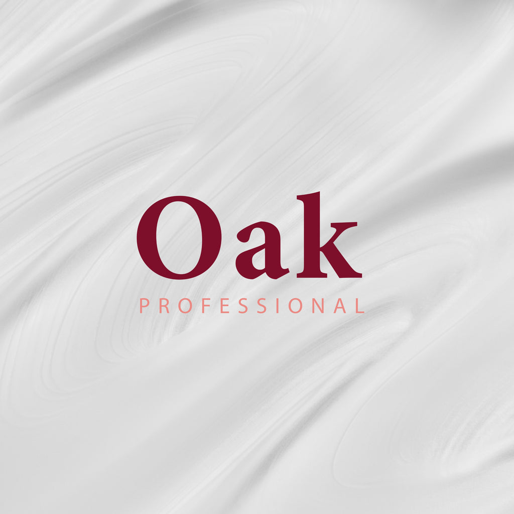 White fabric with 'Oak Professional' text in red and pink.