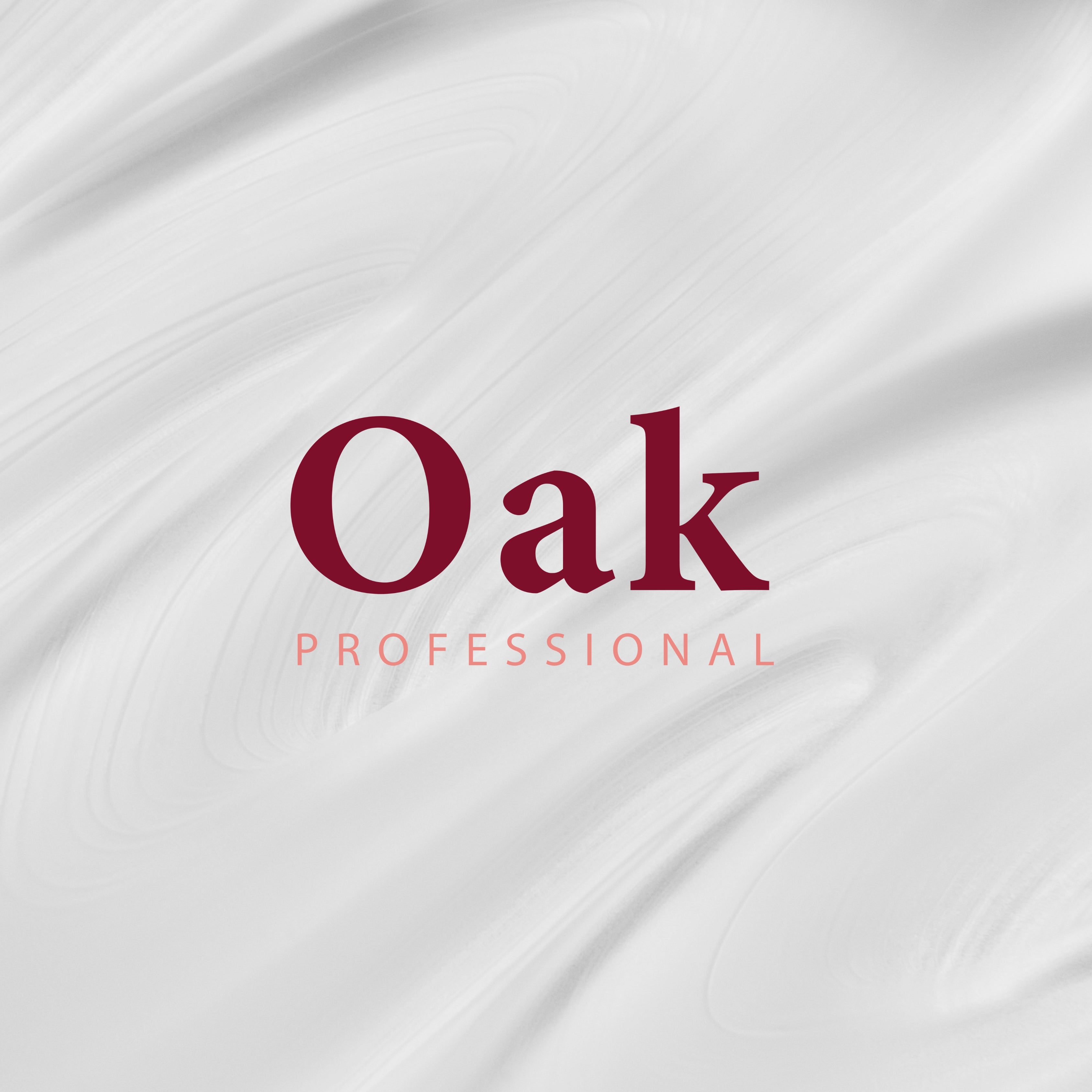 White fabric with 'Oak Professional' text in red and pink.