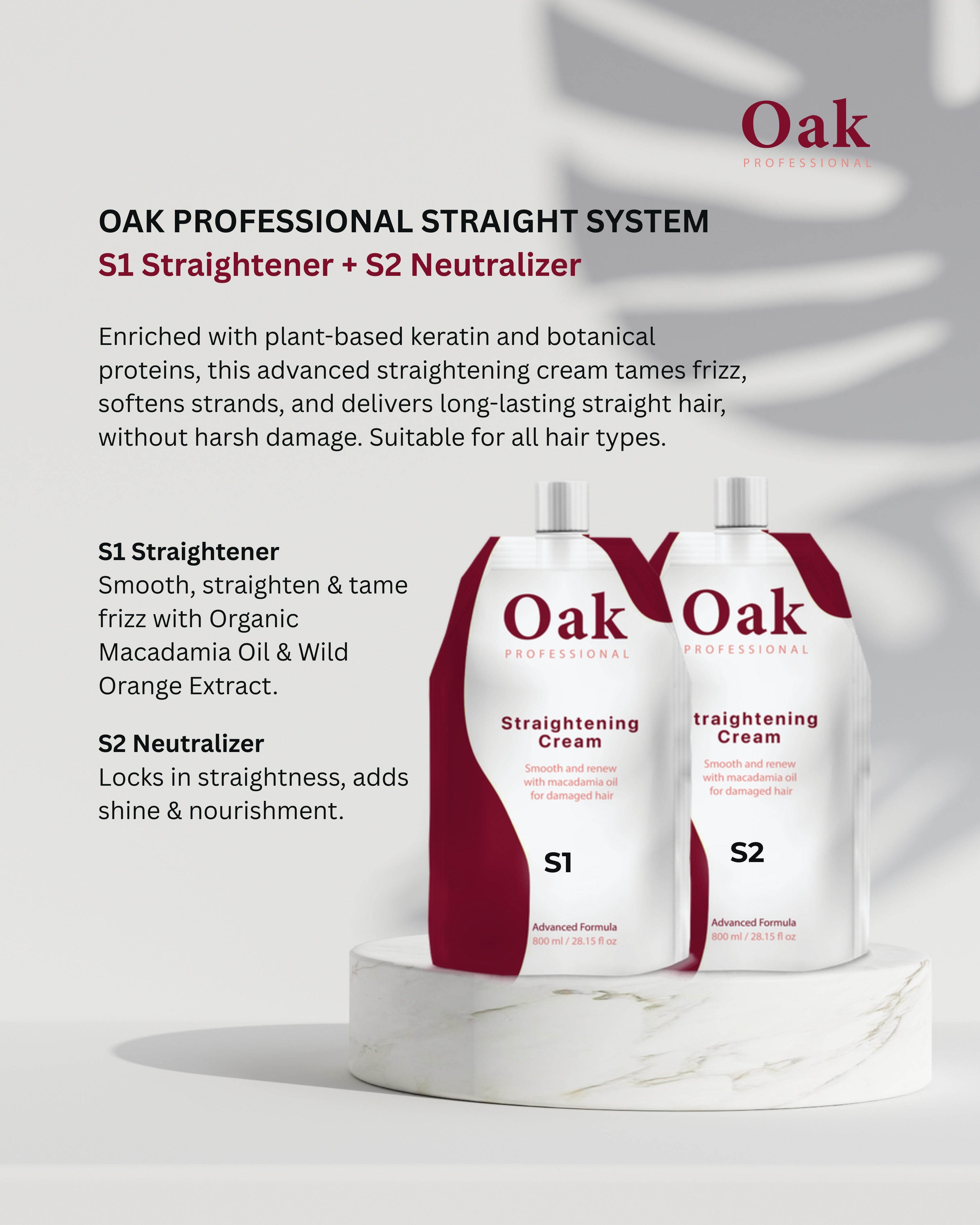 Oak Professional Straight System with S1 Straightener and S2 Neutralizer on a white background