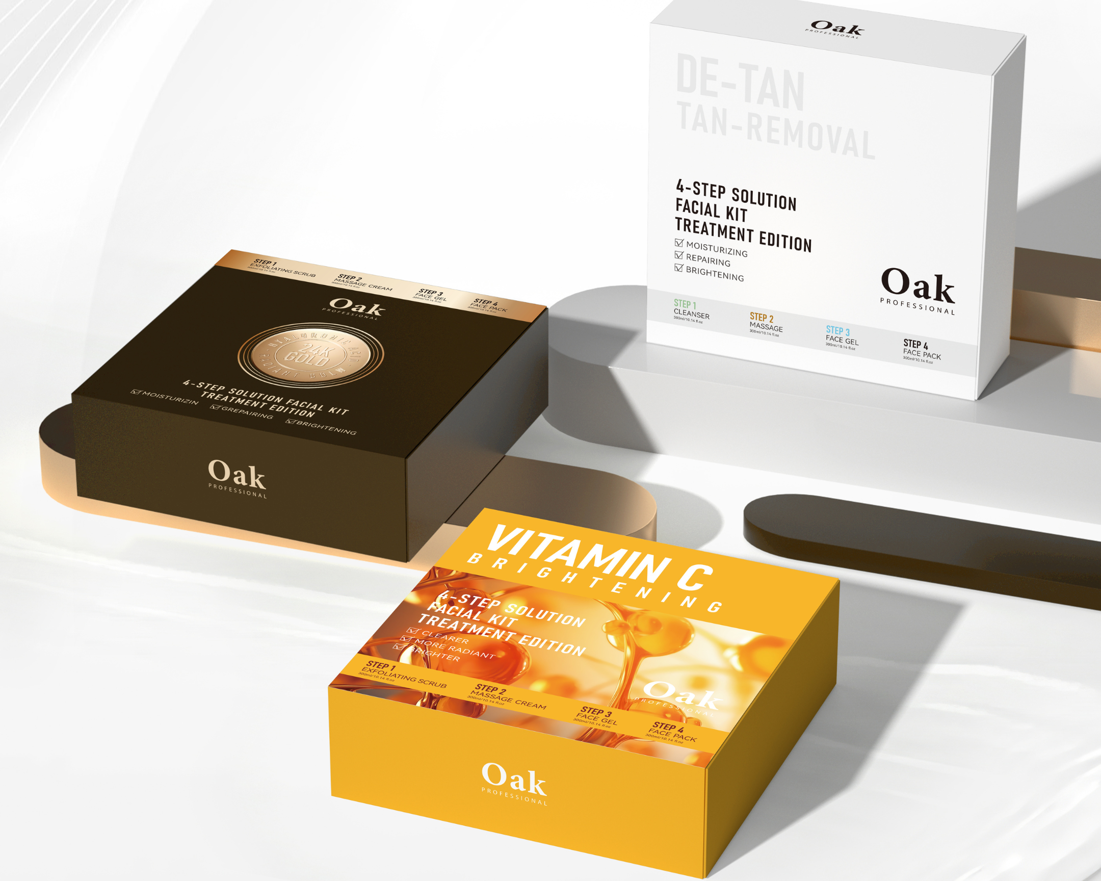 Facial kit treatment edition with step-by-step solution on a white background